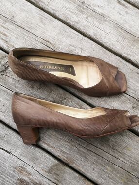 Peter Kaiser peep-toe leather pumps